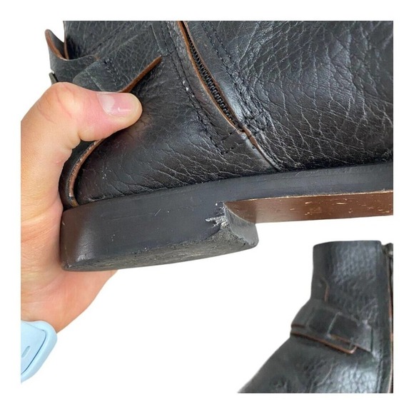 Tory Burch Women's Black Derby Mid Riding Boot Leather Round Toe Zip Closure8.5 - Picture 11 of 16